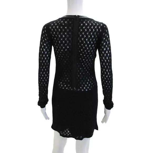 Diane Von Furstenberg Women Black Geometric Sheath Dress Long Sleeve Size S - Picture 3 of 7